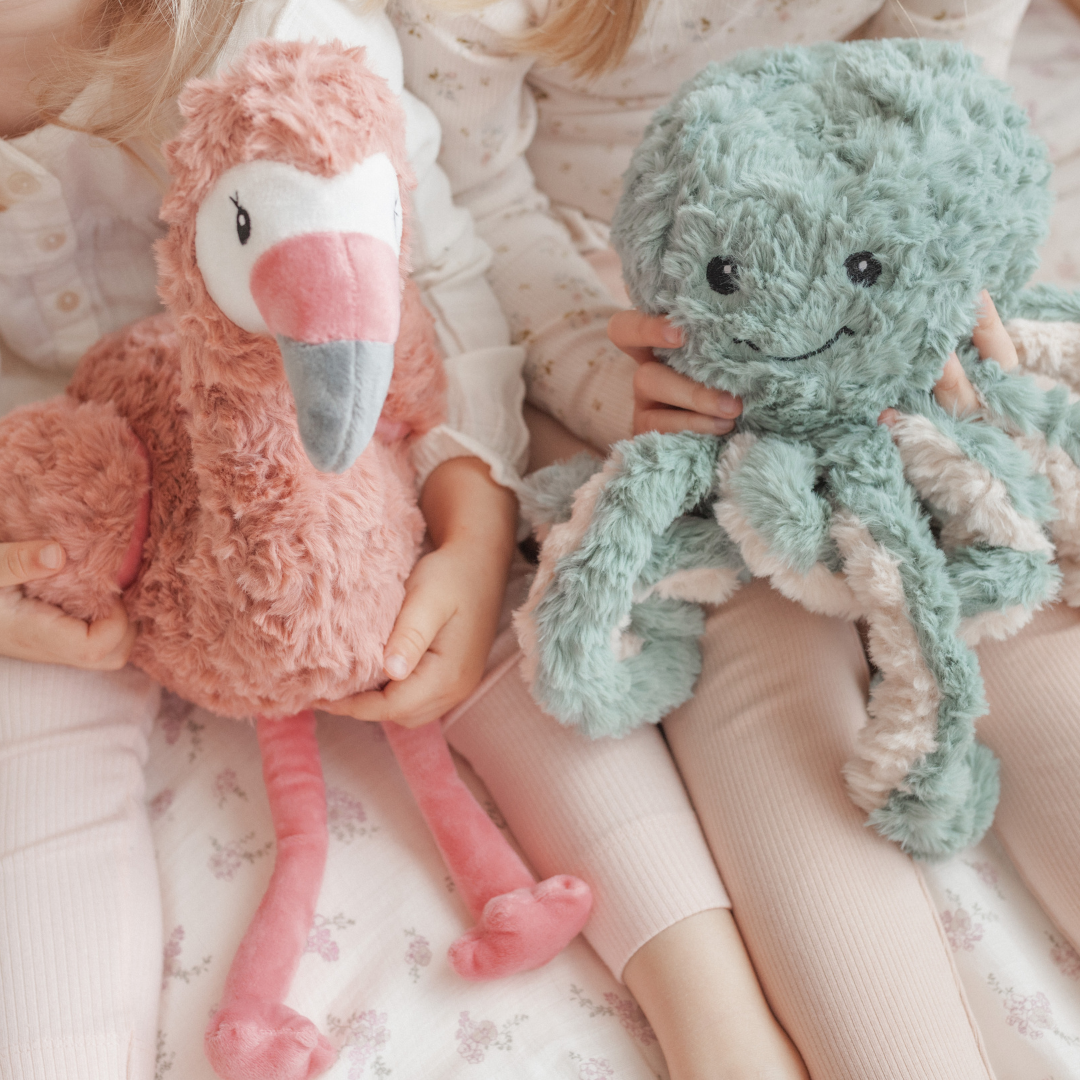 octopus and flamingo soft toys